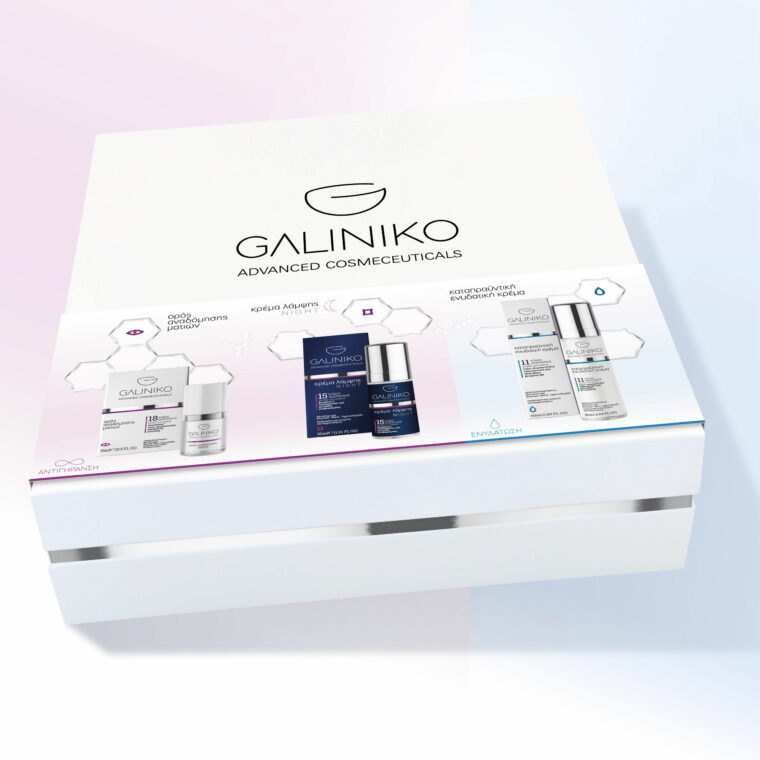 Galiniko advanced cosmeceuticals branding and triplet luxury gift box design