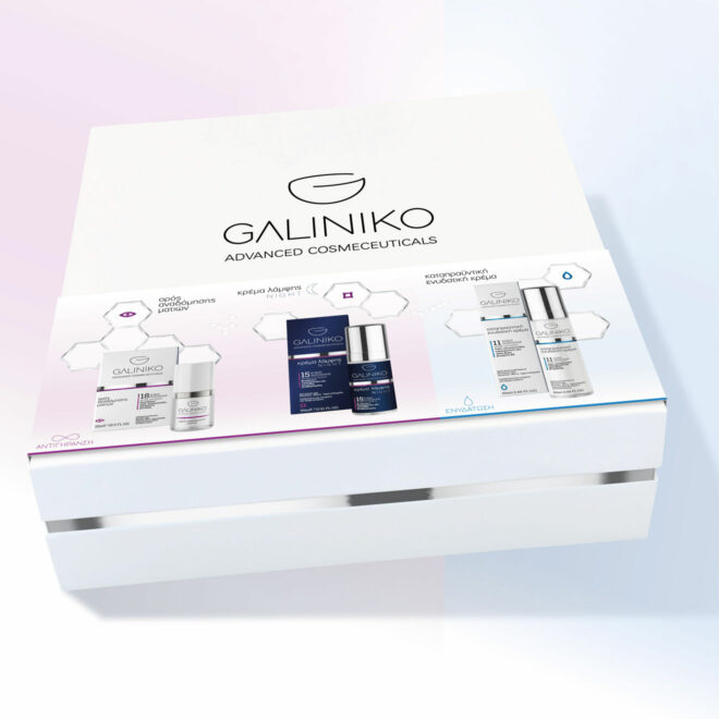 Galiniko advanced cosmeceuticals branding and triplet luxury gift box design