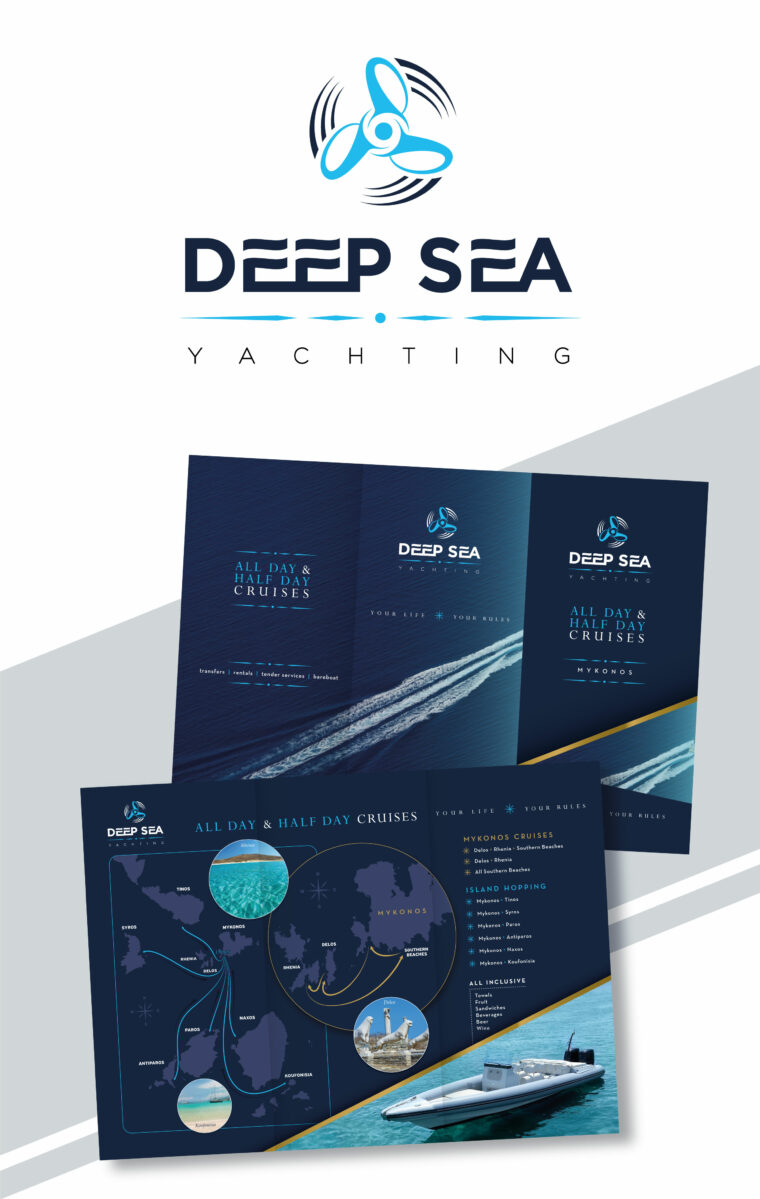 Yachting branding design for Deep Sea. Visual brand identity and custom maps design by Plus Gravity