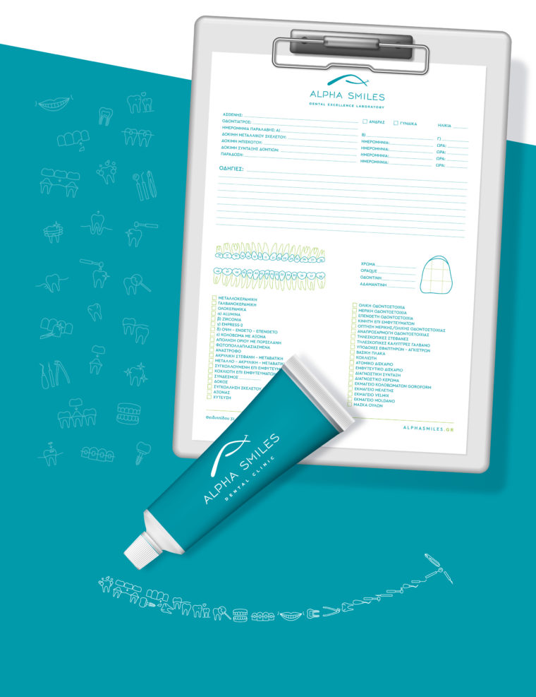 Creative branding design presentation for Alpha Smiles dental clinic