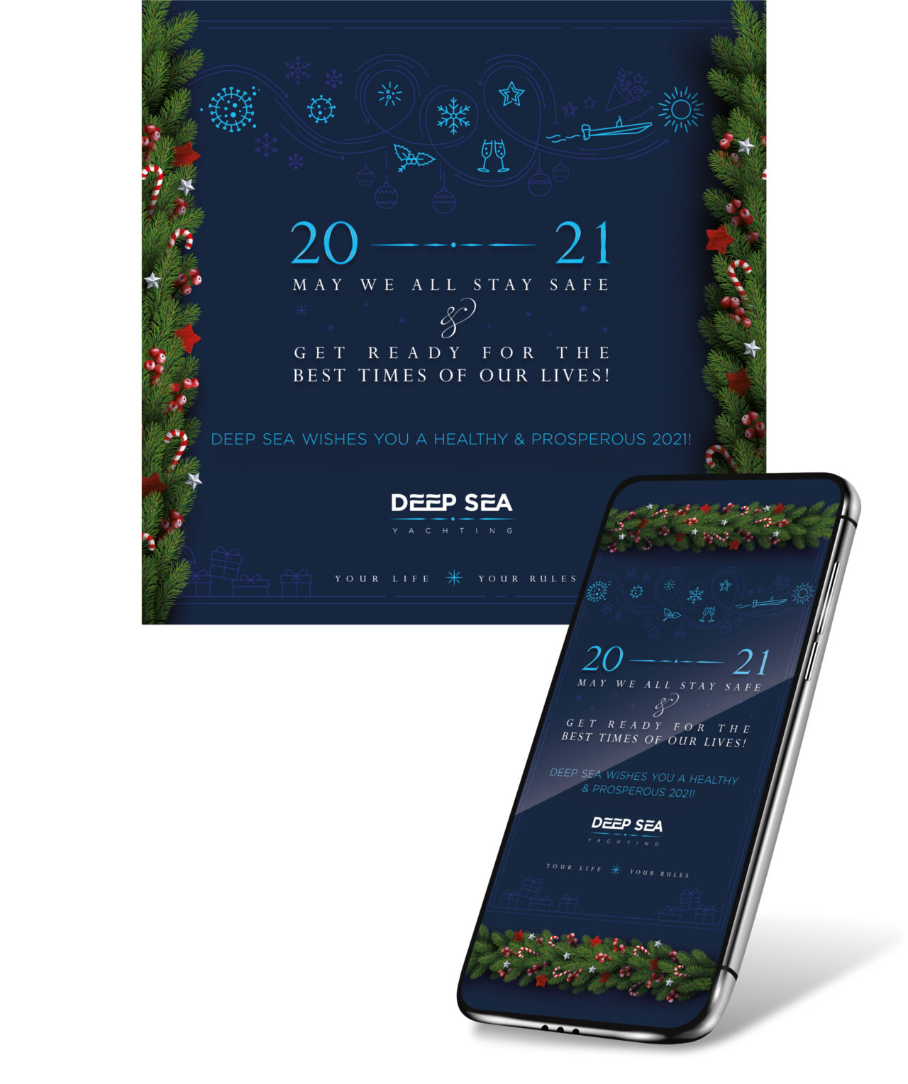 Deep Sea yachting Christmas holiday wishes corporate e-card
