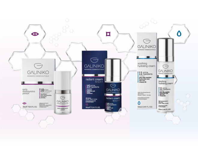 Galiniko advanced cosmeceuticals triplet branding and packaging design system