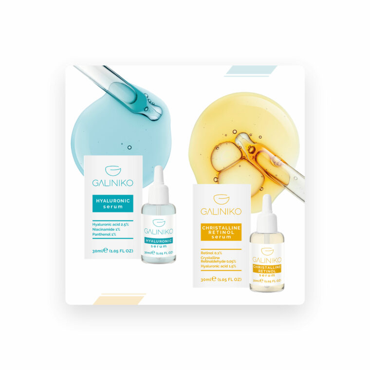 Galiniko advanced cosmeceuticals hyaluronic and retinol serum branding and packaging design