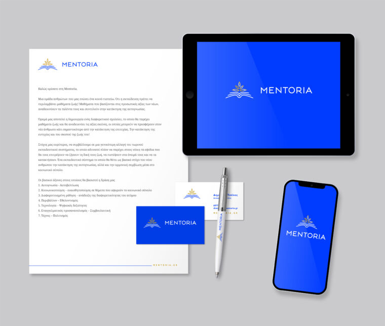 Mentoria pro bono brand identity and stationery starting pack design
