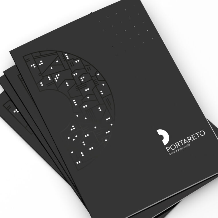Black UV filter line illustration design for Portareto catalogue cover