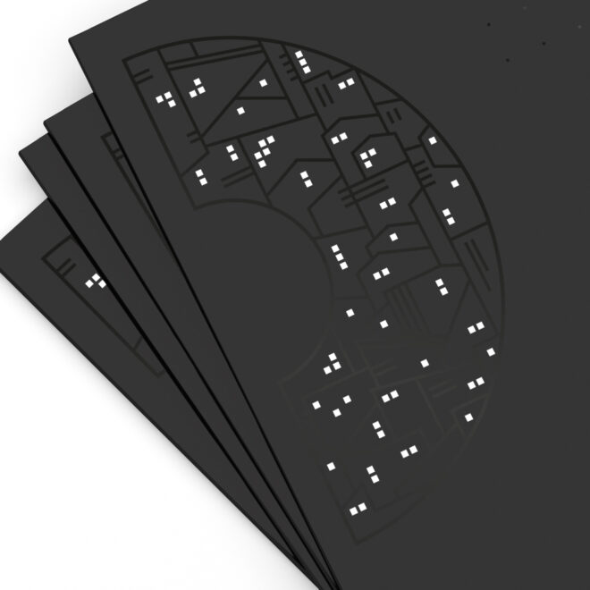 UV filter black line illustration design for Portareto print catalogue cover